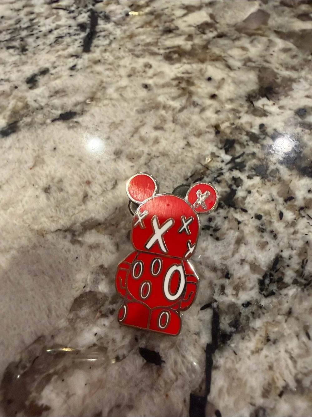 Disney Red Bear Enamel Pin with Silver Accents